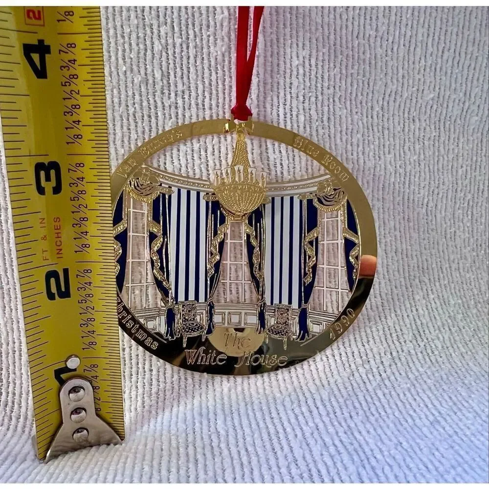 1990 White House Ornament: Martin Van Buren House, Blue Room Gold Brass
